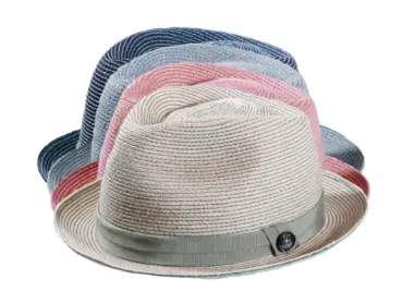 Sommerhut Trilby mit farbigen Streifen – Natur/Schwarz, Natur/Altrosa, Natur/Olivegrün