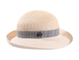 Sommerhut aus Hanf mit Aufschlagkrempe und Leinenband in Ciel