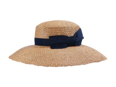 Sommerhut Damen aus Florentiner Stroh mit breitem Rand und Rebsband mit Schleife