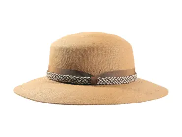 Panamahut Cloche aus Naturstroh mit geflochtenem Lederband