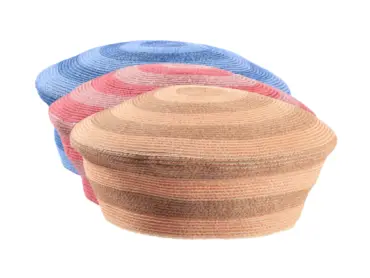 Béret aus Hanf und Paper mit Streifen in Naturtönen