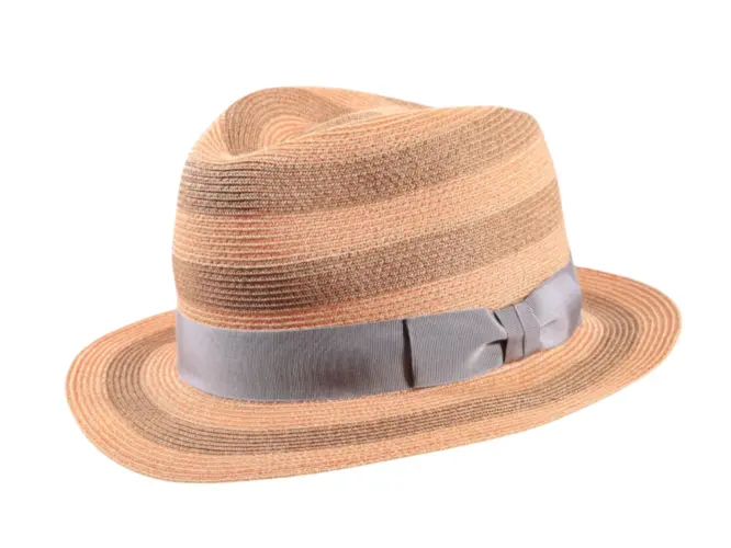 Sommerhut Trilby Blockstreifen aus Hanf und Viskose in Camel, Rosa oder Jeans