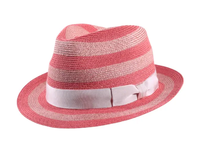 Sommerhut Trilby Blockstreifen aus Hanf und Viskose in Camel, Rosa oder Jeans