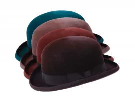 Bowler flacher Haarfilzhut Velours