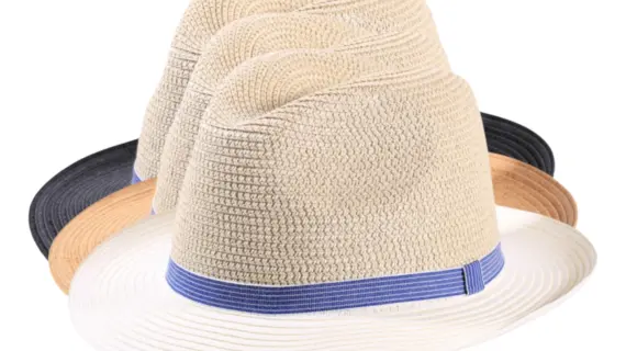 Zweifarbiger Fedora Sommerhut Paper Jeansband Schwarz Natur Tabak