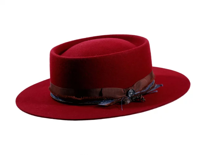 Filzhut flacher Fedora mit Ebony-Pearl – Bild 5