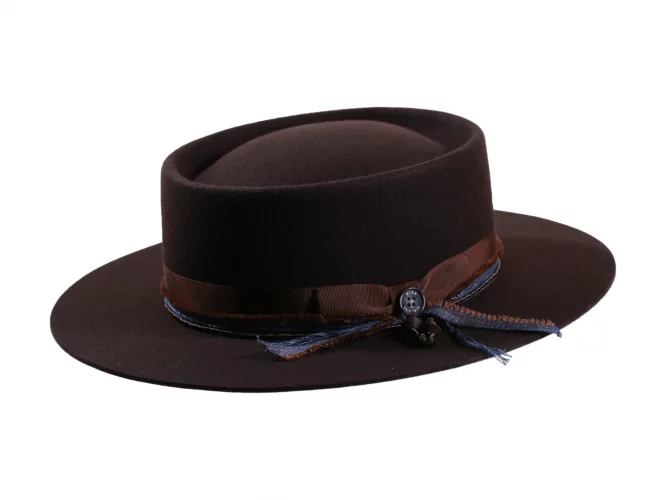 Filzhut flacher Fedora mit Ebony-Pearl – Bild 3
