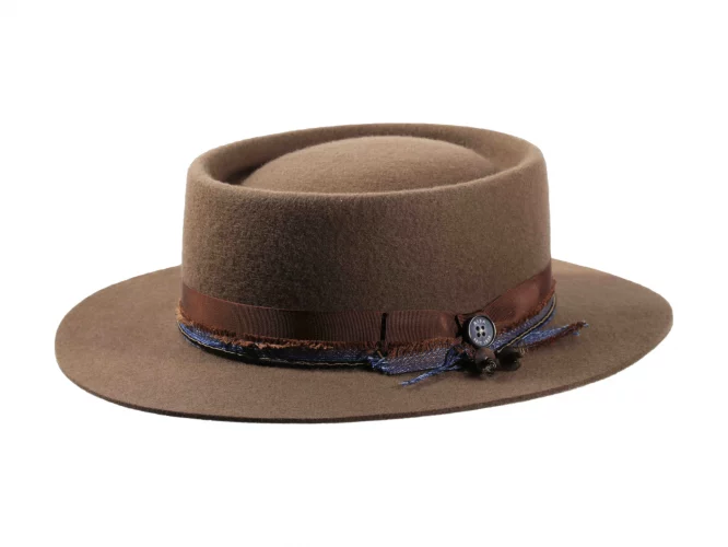 Filzhut flacher Fedora mit Ebony-Pearl – Bild 2