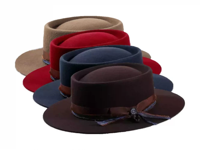 Filzhut flacher Fedora mit Ebony-Pearl