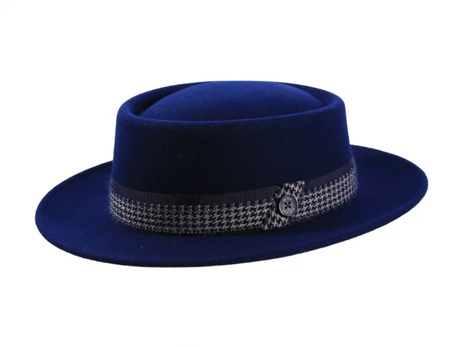 Fedora Wollfilz „Mohair Pied de Poule“ in Handarbeit gefertigt