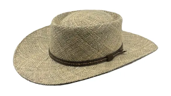 Westernhut aus Seegras mit Lederband – Sommerhut „American Pioneer“