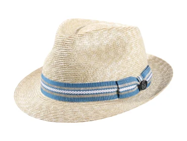 Sommerhut Trilby aus Stroh mit gestreiften Hutband