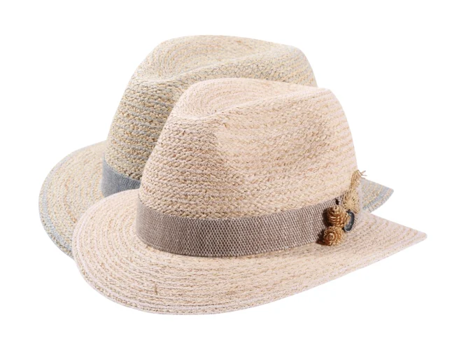 Sommerhut Fedora Traveler Raffia mit Strohschmuck