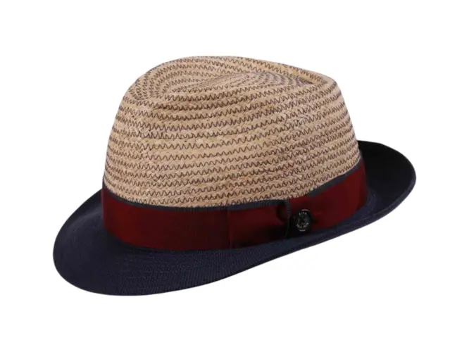 Trilby Sommerhut aus Stroh mit Bordeaux oder Goldenen Rebsband