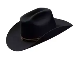 Westernhut Desperado in Schwarz mit Lederhutband in Braun