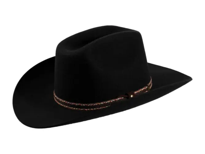 Westernhut Desperado in Schwarz mit Lederhutband in Braun