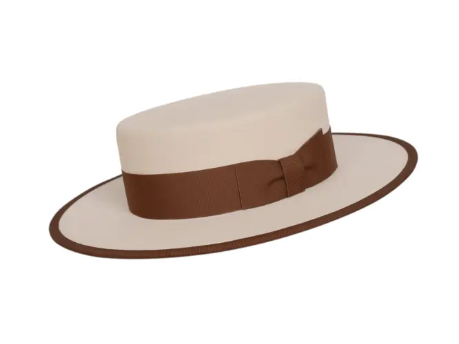Vaquero Biberhut mit flacher Krone und Rebsband als Garnitur