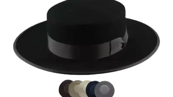 Vaquero Biberhut mit flacher Krone und Rebsband als Garnitur