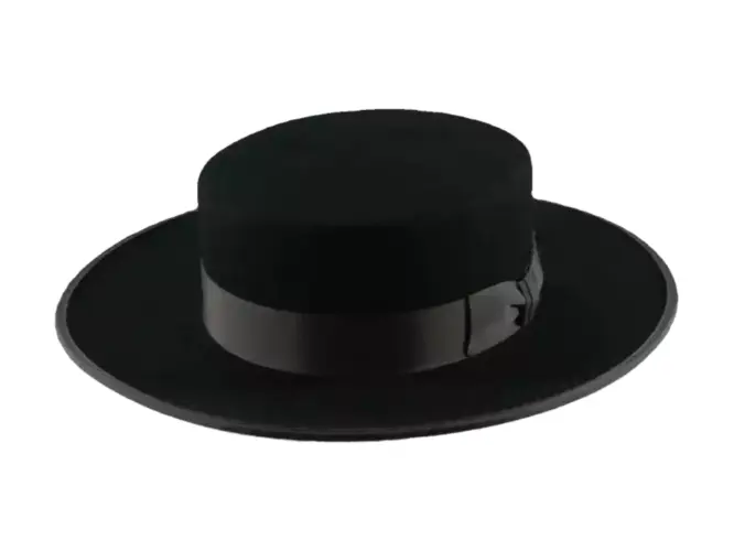 Vaquero Biberhut mit flacher Krone und Rebsband als Garnitur
